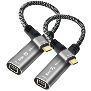 Imagem de Pacote com 2 adaptadores USB C para Mini DisplayPort 4K, USB Tipo-C macho (fonte) para Mini DP fêmea (tela), conector 4K a 60Hz, compatível com Thunderbolt 3/4, para iPhone16 Series, MacBook Pro, Air