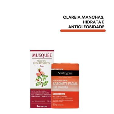 Imagem de Kit Sabonete Facial Neutrogena Rosa Mosqueta  Limpa, Clareia e Hidrata
