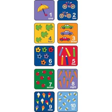 Imagem de Children's Factory Vamos aprender a contar quadrados de assento, 35,5 cm C x 35,5 cm L cada, tapetes de aprendizagem para pré-escolas, salas de jogos e escolas primárias, tapete de sala de aula