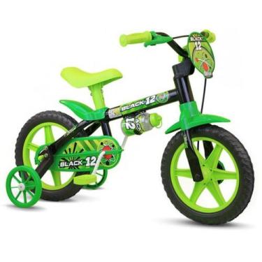 Imagem de Bicicleta infantil Nathor Aro 12 freios tambor cor verde, 12", Preto, 