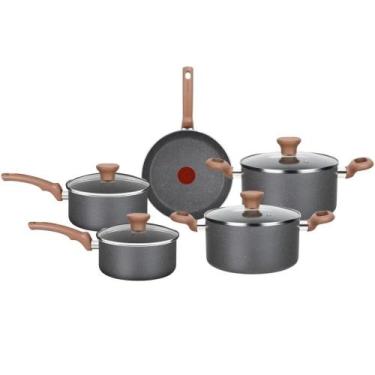 Imagem de Jogo de Panelas 5 Peças Natural Stone Rochedo, Cinza Claro, 5 peças