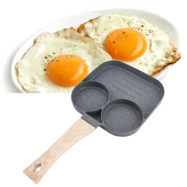 Imagem de Cffuvros Frigideira Duradoura, Não Bastão e Frigideira Fácil de Limpar, Três Seções de Madeira, Adequada para Ovos de Café da Manhã, Panquecas Suecas, Crepes, Etc.