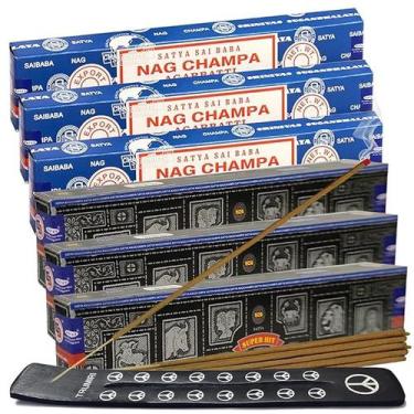 Imagem de Kit Incenso 3 Nag Champae 3 Super Hit + Suporte de Incenso Régua - Loj