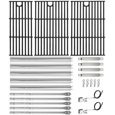 Imagem de Grelhas de ferro fundido e kit de peças de grelha de aço inoxidável para queimador Charbroil Performance 5 463448021 463451022 463455021 463456022 463449021, placas de calor, queimadores, tubo cruzado
