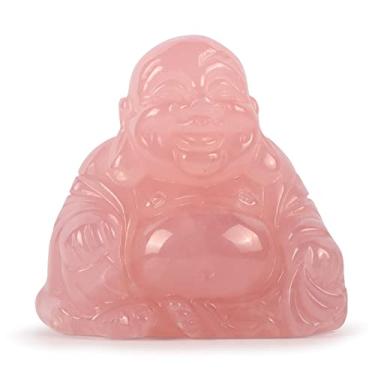 Imagem de Artistone Estátua de Buda Rindo de Quartzo Rosa 5 cm Pedra Preciosa Esculpida Buda Feliz Feng Shui Pedra de Bolso de Cristal para Decoração de Casa Riqueza Boa Sorte