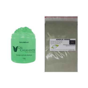 Imagem de Argila Verde 500G E Gel Calmante Pós Depilação Aloe Vera - Lucy'S E Pe