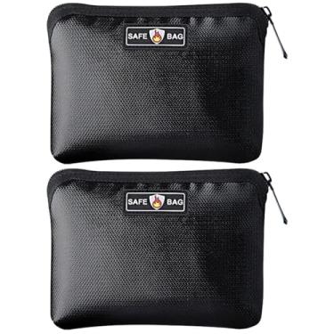 Imagem de Bolsa de dinheiro à prova de fogo para dinheiro: bolsa carteira à prova de fogo, conjunto de dinheiro com zíper para objetos de valor - passaporte, moeda e chaves, pacote com 2