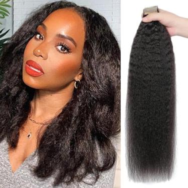 Imagem de Extensões de cabelo humano real com fita reta Kinky 60 peças 30 polegadas 3c 4a Fita invisível sem costura em extensões de cabelo humano para mulheres negras e meninas trama de pele 120 g