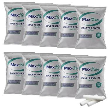 Imagem de Kit 10 Algodão Rolete Dental, 100 Roletes por Pacote, Absorvente, Estéril, para Uso Odontológico