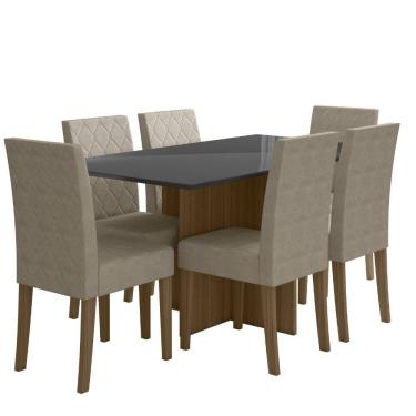 Imagem de Sala de Jantar Helo 160 Tampo Chanf C/V 6L Cadeiras Jade Poliman Móveis