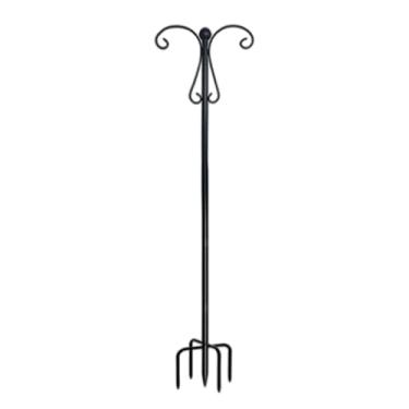 Imagem de WeiLaiKeQi Cabide de metal com gancho duplo de pastor com 5 pontas, base de metal para alimentador de pássaros, suporte para jardim para cestas de plantas, 155 Centímetros