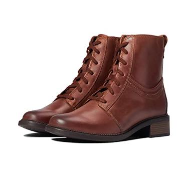 Imagem de Clarks Bota feminina Maye Step Oxford, Couro marrom escuro, 5.5
