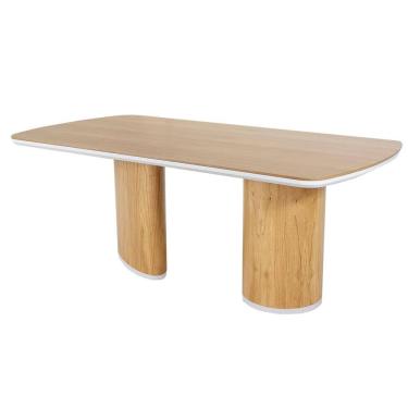 Imagem de Mesa Jantar Celina Nacional Móveis 220cm (largura) Base Madeira Tampo Madeira Amêndoa Laca Branco