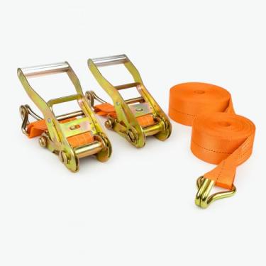 Imagem de 2x Kit Cinta de Amarração de Carga 1,5 Toneladas, Catraca Metálica Reforçada, Laranja