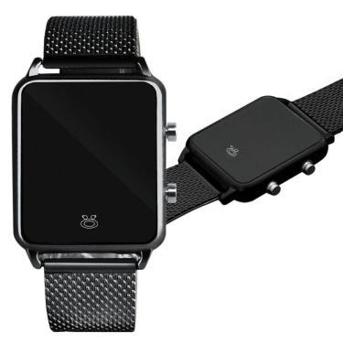 Imagem de Relogio Feminino Digital Aço Inox Led Social Casual Presente