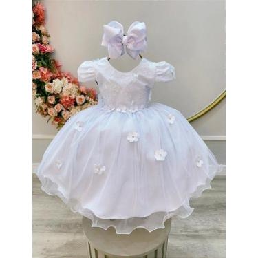 Imagem de Vestido Infantil Branco Jardim Encantado Festa Renda Luxo - Tamanho P,