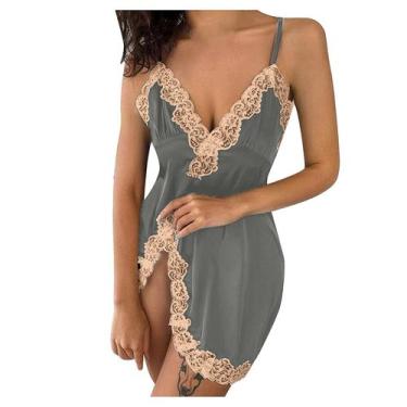 Imagem de Moda feminina sem mangas de renda solta camisola casual com decote em 