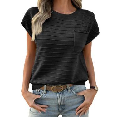 Imagem de Blusas de verão Saodimallsu, suéter feminino de malha de manga curta, 