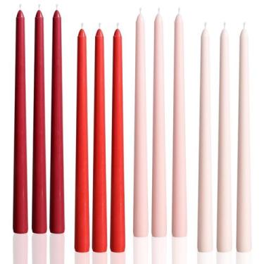 Imagem de Velas LPUSA, 30 cm, gradiente vermelho, cônico, conjunto de 12
