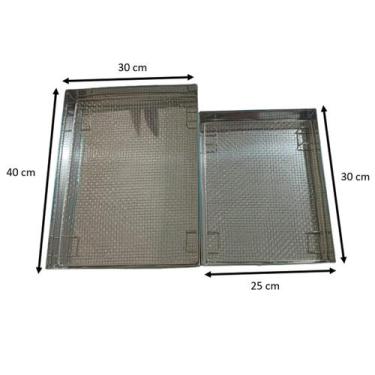 Imagem de Escorredor de Óleo 30x40 e 25x30 Aço Inoxidável Profissional Pastel Ba