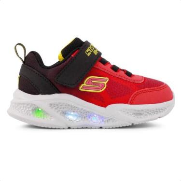 Imagem de Tênis Skechers Meteor Lights Krendo Infantil, Vermelho, Preto, 21