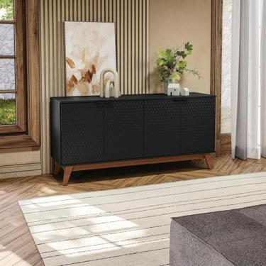 Imagem de Aparador Kappesberg 4 Portas 3D Preto Fosco 180cm