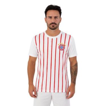 Imagem de Camisa Masculina Bayern De Munique Básica Listrada Balboa, Branco, EGG