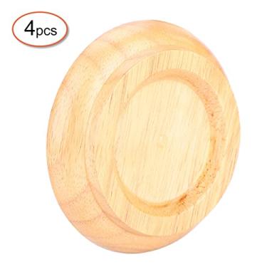 Imagem de ZJchao Tapete de Piano de Chão, Protetores de Chão de Perna de Piano 4 Peças de Madeira de Faia Redonda Protegem o de Arranhões (Cor Madeira)