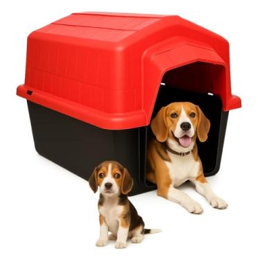 Imagem de Casinha Plástica Grande Cachorro Grande N5 Uso Externo Interno Caminha | Proteção UV | Raças Pequenas Médias Grandes Até 22kg (Vermelho)