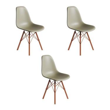 Imagem de Conjunto 3 Cadeiras Eames Estilo Moderno em Ferro Cobre com Assento Fe