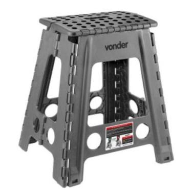 Imagem de Banqueta plástica dobrável cinza 450 mm (Cinza) - Vonder, Cinza