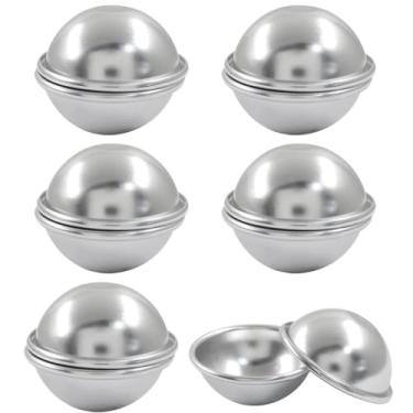 Imagem de Hitefu 12 moldes de bomba de banho de metal de 6,5 cm, kit de prensa DIY de 6,5 cm para artesanato de bombas de spa e suprimentos de fabricação de sabão feitos à mão