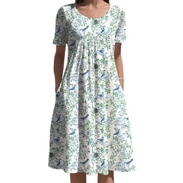 Imagem de Vestido feminino Medlor Boho de manga curta com estampa floral 2025