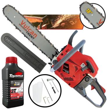 Imagem de Motosserra Profissional Vulcan Vsl550p à Gasolina 2t 55cc 3,35hp 11.000rpm Com Sabre Ponta Rolante 18 + Óleo Toyama Fg