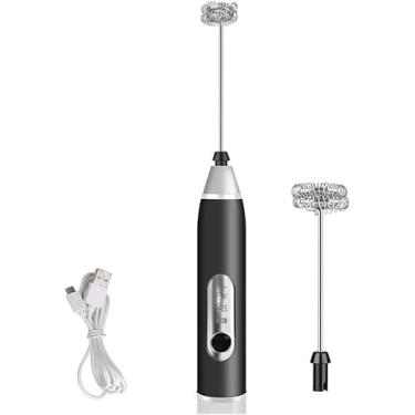 Imagem de Mixer Misturador Elétrico Portátil Recarregável com 3 Velocidades para Bebidas Ovos Leite Mini Batedor com Fuê (BRANCO)