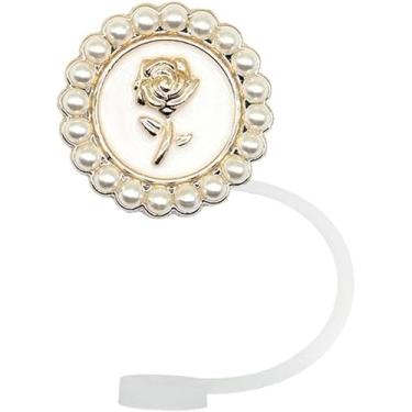 Imagem de Capa de canudo para copo Stanley, botões de pérola de silicone, tampas de canudo à prova de poeira, tampas de palha de silicone para copo Stanley, capas e tampas reutilizáveis para canudos de 8 a 10