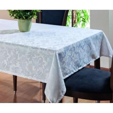 Imagem de Toalha De Mesa Decoração 4 6 8 e 10 Lugares Bonita Estampada Jacquard - Envio Imediato(Branca,6 Lugares)