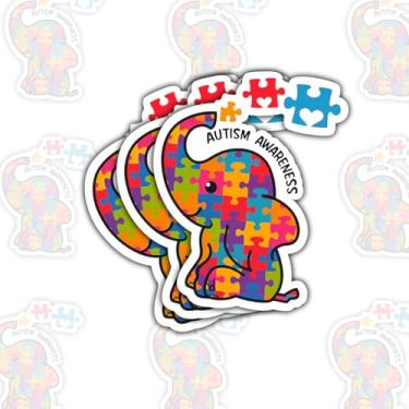 Imagem de Adesivo de vinil de elefante de conscientização do autismo, adesivo de vinil fofo de elefante, adesivo de vinil, conscientização do autismo, adesivo à prova d'água para livro, caderno, garrafa de água