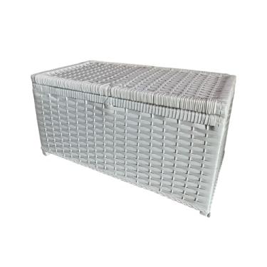 Imagem de Baú Cesta Caixa Organizadora De Fibra Sintética 60x30x30,Quarto, cozinha, varanda, banheiro(Branco)