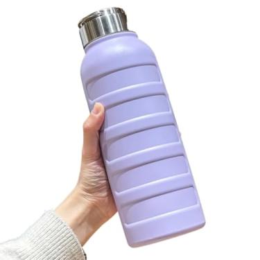 Imagem de Garrafa de água para Uso Externo Garrafa Térmica de Viagem InoxidáVel 1 Litros com Isolamento a VáCuo(Roxo 1000ML)