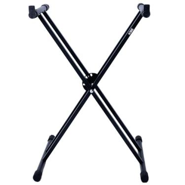 Imagem de Ibox Suporte Teclado Musical em X Duplo, Estrutura em Aço Preto Fosco, Dobrável, Compatível com Yamaha, Casio, Roland, Capacidade 50kg
