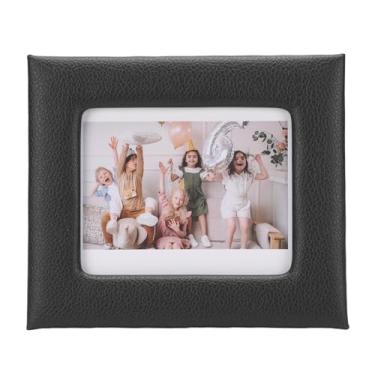 Imagem de Luqeeg Estrutura Fotográfica de Filme Amplo, Moldura de Imagem para Exibição de Mesa, Suporte de Imagem Digital Com Couro PU, Várias Aplicações para o Quarto Boas Boas -Férias (Preto)
