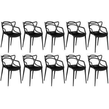 Imagem de Kit 10 Cadeiras De Jantar Allegra Prática Empilhável - Preto