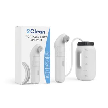 Imagem de 2Clean Bidê portátil, pulverizador de alta pressão para viagens e uso doméstico, dispositivo de higiene sanitário recarregável por USB com tanque de 2L