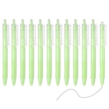 Imagem de PATIKIL Pacote com 12 canetas retráteis de 0,5 mm, canetas esferográficas retráteis, de ponta fina, para escritório, casa, suprimentos, diário, caderno, verde, pacote com 12