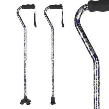 Imagem de LIXIANG Bengalas de caminhada ajustáveis para mulheres e homens, bengala dobrável com alça de esponja macia, leve, adequada para artrite, idosos e deficientes (flor azul)