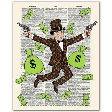 Imagem de Pôster de arte de rua monopoly monopoly monopoly - pôsteres de parede para homens - decoração legal de quarto de dormitório - Arte de parede de dinheiro para quarto de escritório - Pôster impresso sem