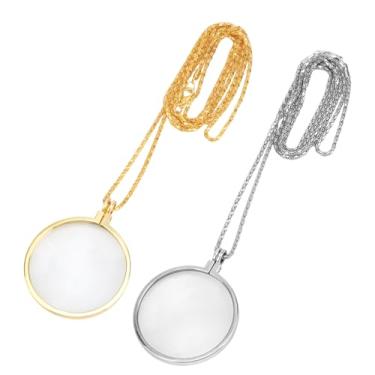 Imagem de 2un. Colares de Lupa, Colar Pingente Monóculo Vintage para Leitura em Biblioteca Artesanato Bordado Joalheria (Ouro, Prata)