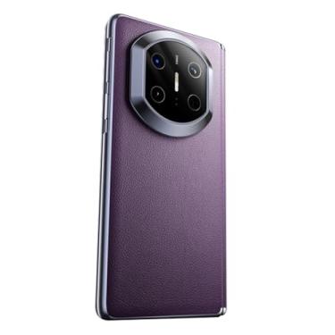 Imagem de FWYANZH Capa para Huawei Mate X7, Couro Vegano Galvanizado Anti-Queda Proteção Dobradiça Capa Traseira Telefone Estilo Negócio, Roxo, Mate X7
