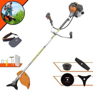 Imagem de Roçadeira Multifunções Tekna RL430-P À Gasolina 43cc 1,7HP 4 Opções de Corte Com Faca 2 Pontas, Faca 3 Pontas, Faca 80 Dentes e Carretel de Nylon